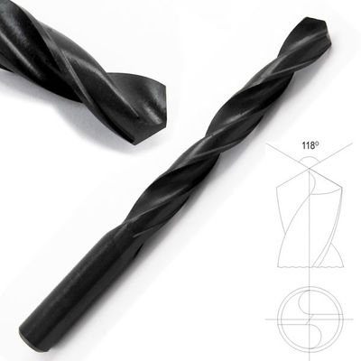 DIN338 HSS حفاری قطعات راست شاخه اکسید سیاه 118 درجه نقطه