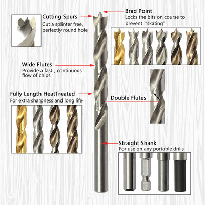 HSS Brad Point Drill Bit DIN338 به طور کامل زمین روشن
