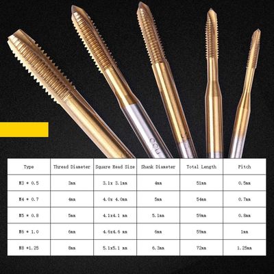 HSS 6542 نل های سرپل نقطه ای M3-M8 تیتانیوم پوشانده شده