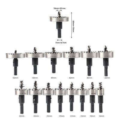 مجموعه 14 عددی اره سوراخ‌کن HSS برای برش فلز تا ضخامت 2 میلی‌متر